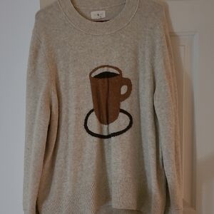 Lou & Grey Cream Sweater with Coffee Cup Design